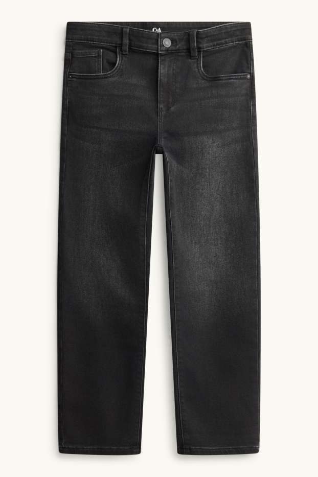 Kinder Buben - Straight Jeans - Thermojeans - extra-weiter Bund - schwarz