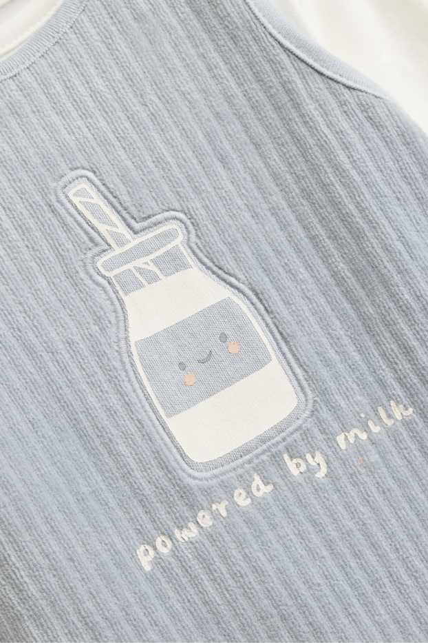 Unisexe - Lait - ensemble avec grenouillère - 2 pièces - bleu / blanc