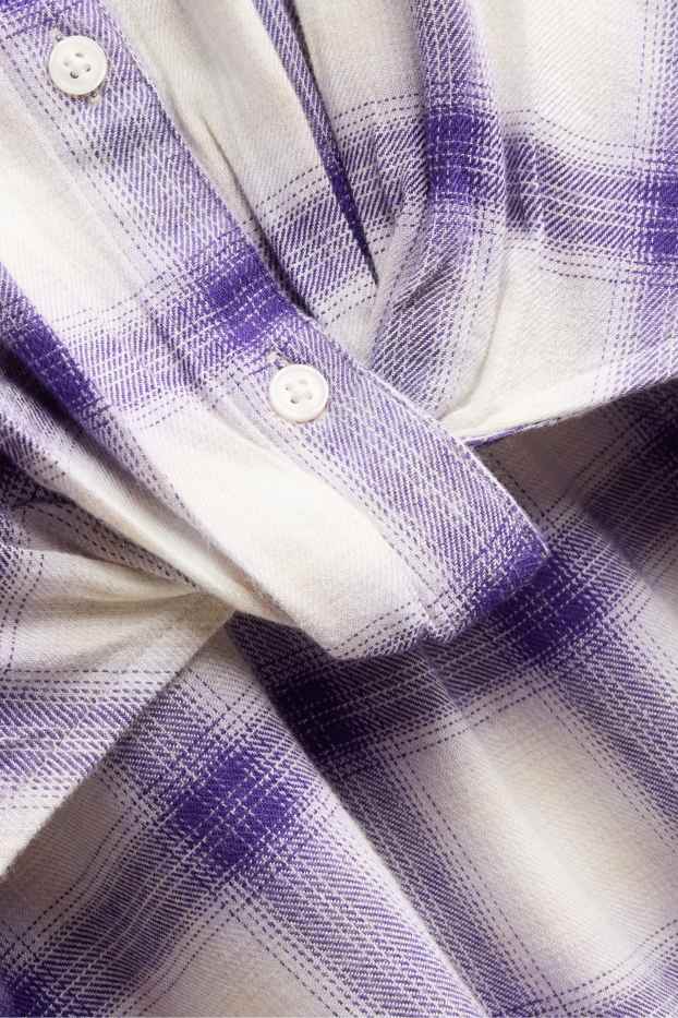Dames - Overhemdblouse - geruit - paars / wit