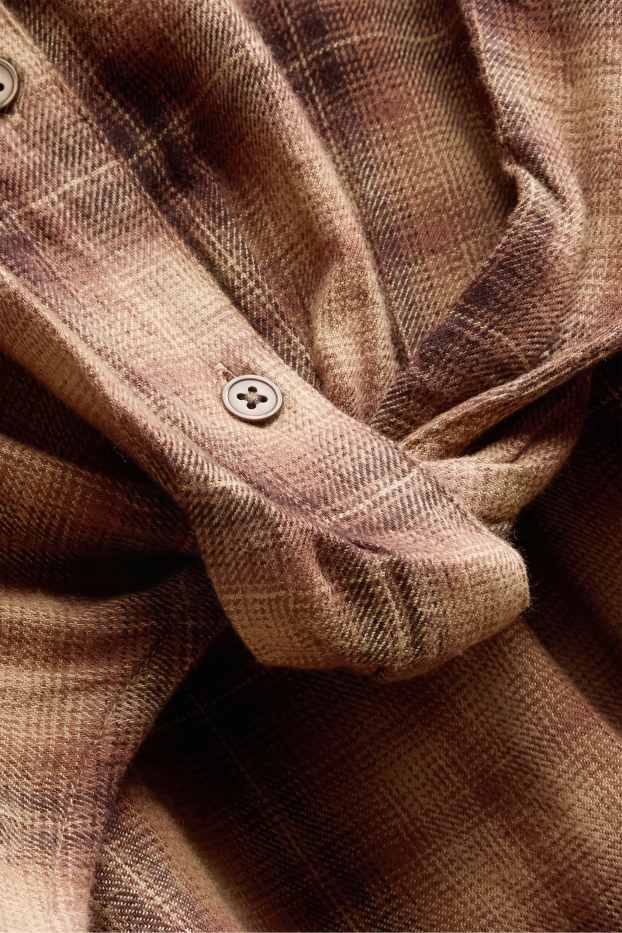 Dames - Overhemdblouse - geruit - bruin / beige