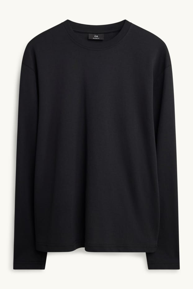 Bărbați - Tricou cu mânecă lungă - relaxed fit - negru