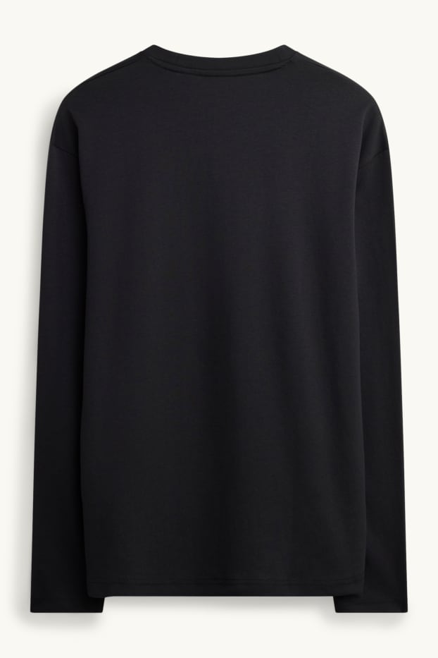 Bărbați - Tricou cu mânecă lungă - relaxed fit - negru