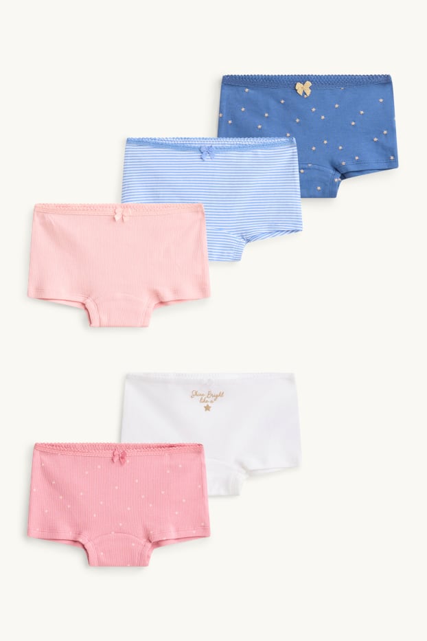 Children Girls - Multipack of 5 - star - shorts - white