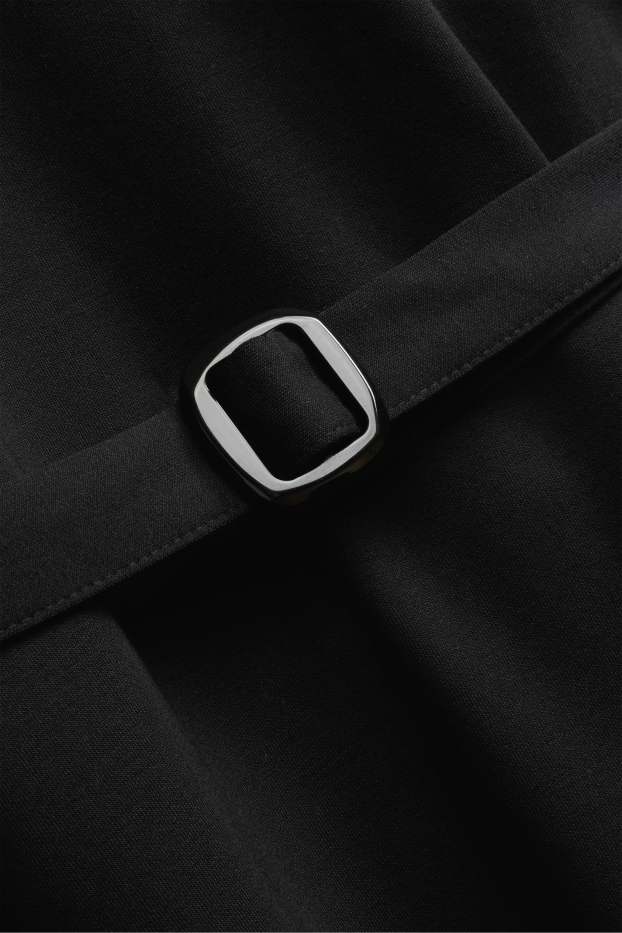 Damen - Fit & Flare Kleid mit Gürtel - schwarz