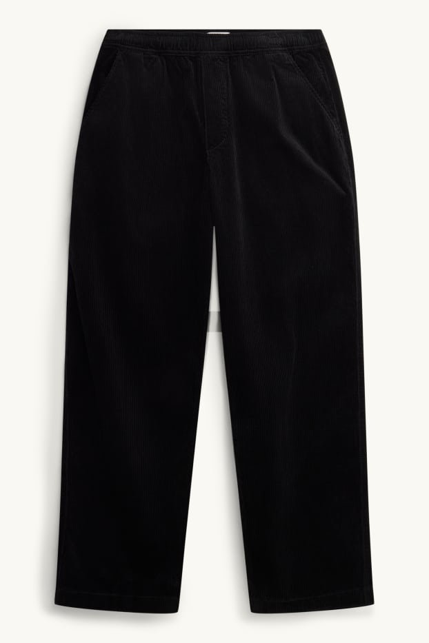 Bărbați - Pantaloni din catifea reiată - relaxed fit - negru