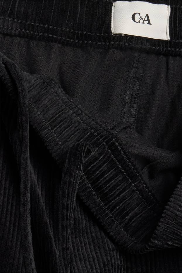 Bărbați - Pantaloni din catifea reiată - relaxed fit - negru