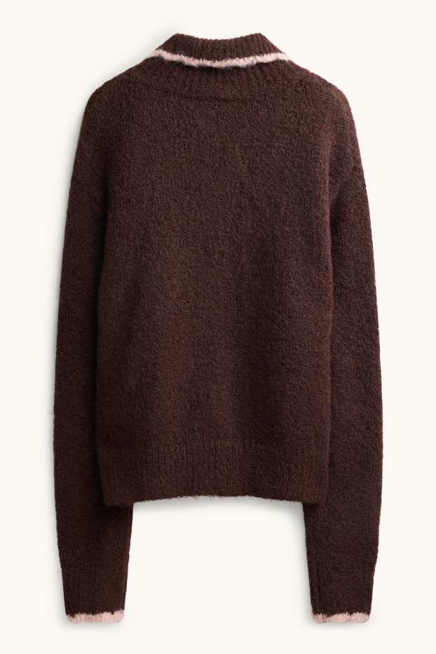 Femei - Cardigan tricotat - maro închis