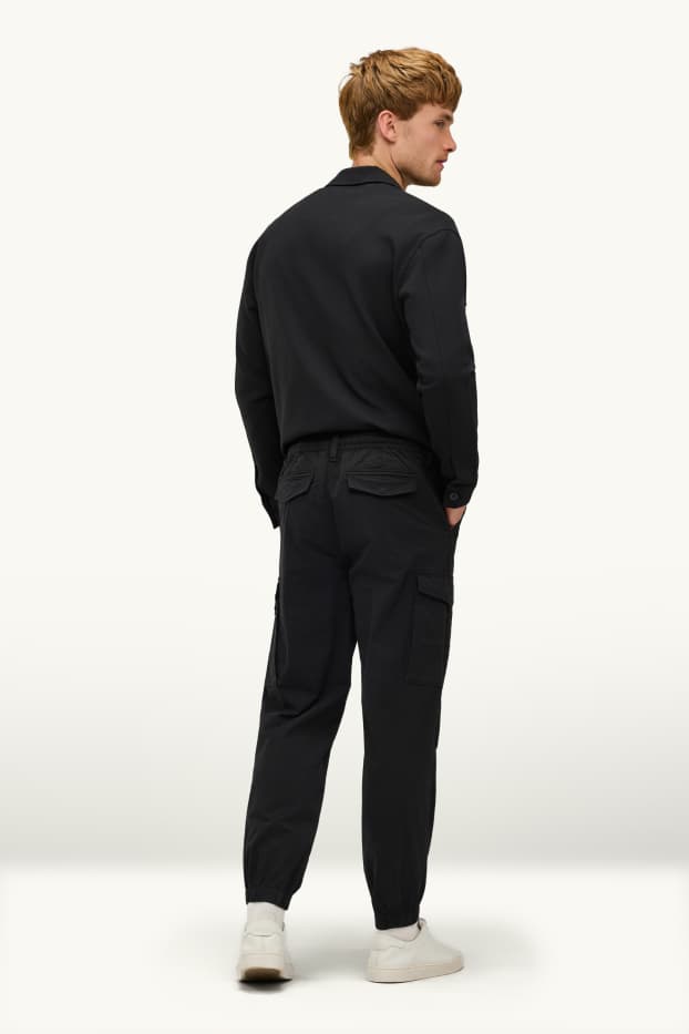 Hommes - Pantalon cargo - tapered fit - noir