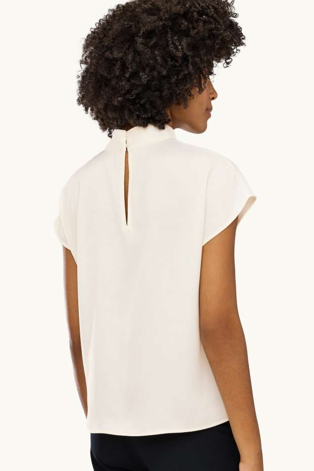 Femmes - Chemisier en satin - blanc crème