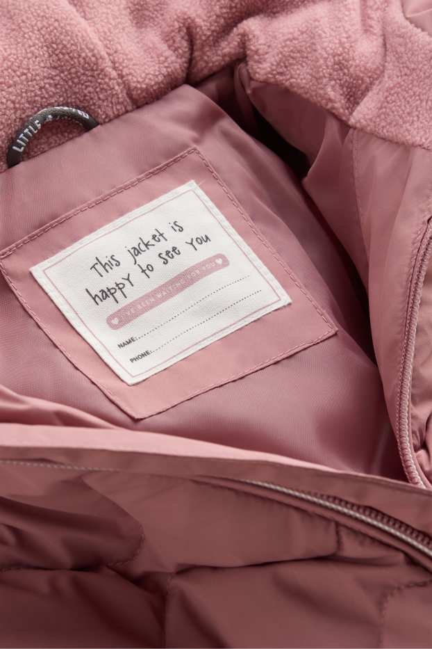 Bébés filles - Doudoune surpiquée pour bébé à capuche - finition déperlante - rose