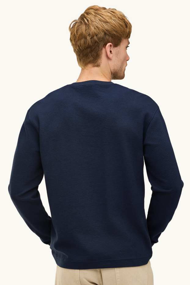 Home - Samarreta de mànigues llargues - relaxed fit - acanalada - blau fosc