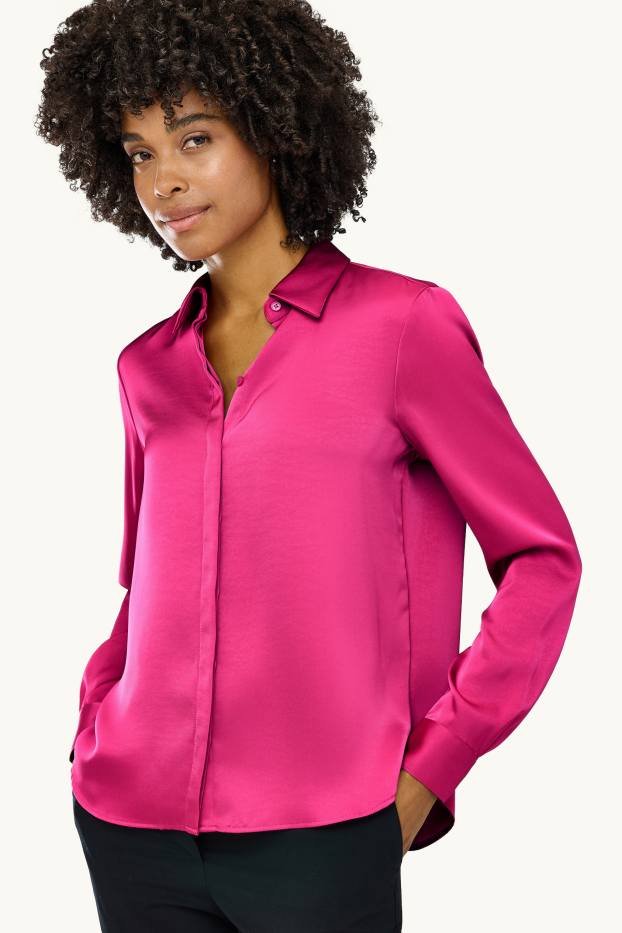 Donna - Camicetta di raso - fucsia