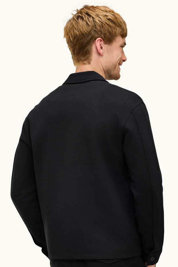 Hommes - Veste-chemise - relaxed fit - col kent - noir