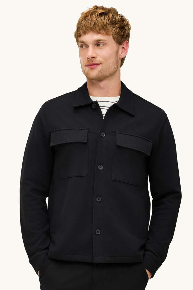 Hommes - Veste-chemise - relaxed fit - col kent - noir
