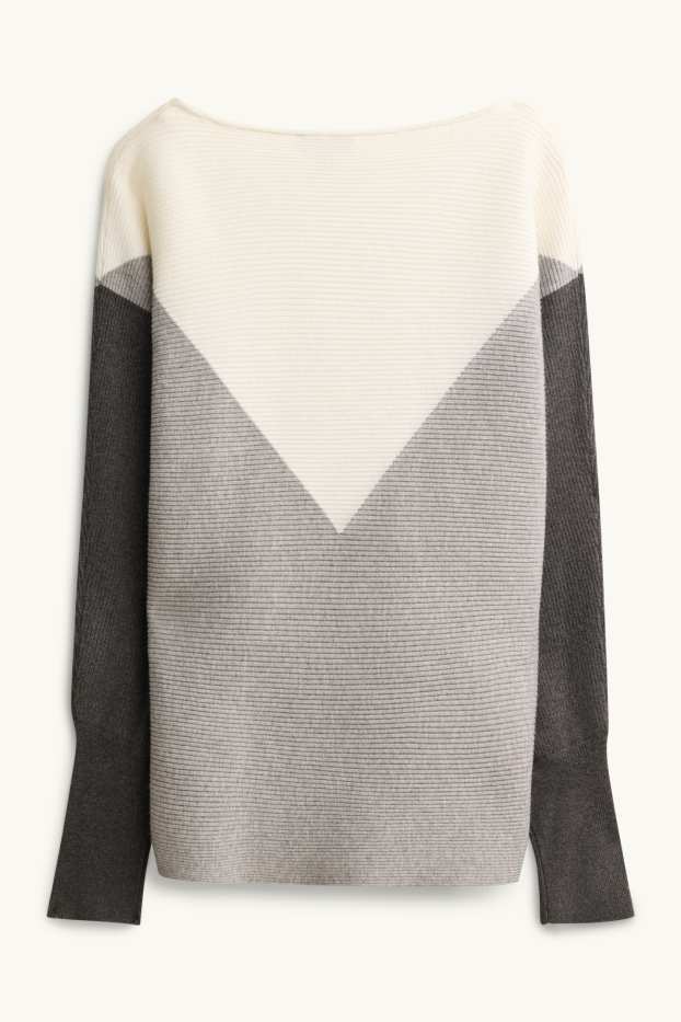 Femmes - Pull - côtelé - gris