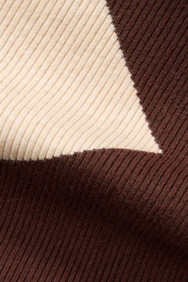 Damen - Pullover - gerippt - beige / braun