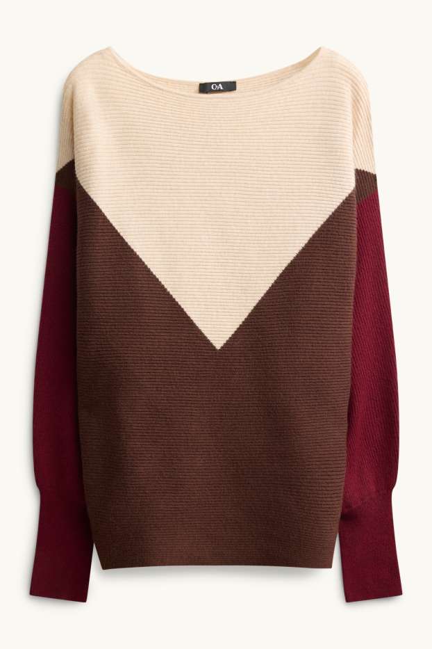 Damen - Pullover - gerippt - beige / braun