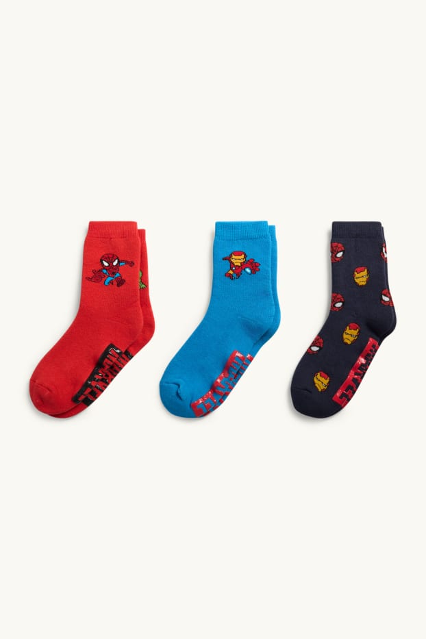 Copii - Băieți - Multipack 3 perechi - Marvel - șosete cu motive - roșu / albastru