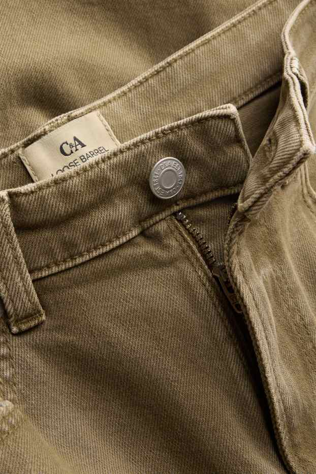 Femei - Barrel jeans - talie medie - kaki