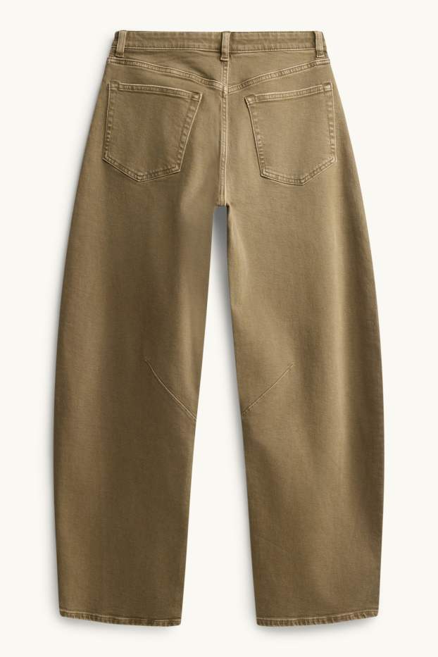 Femei - Barrel jeans - talie medie - kaki