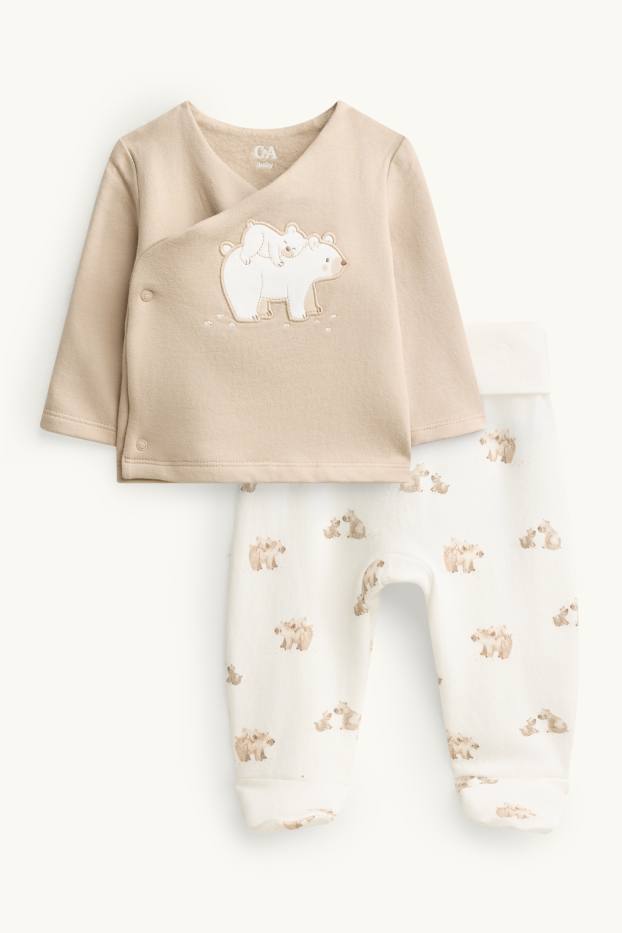 Unisex - Lední medvídci - outfit pro novorozence - 2dílný - béžová