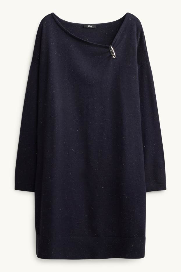 Damen - Strickkleid - Glanz-Effekt - dunkelblau