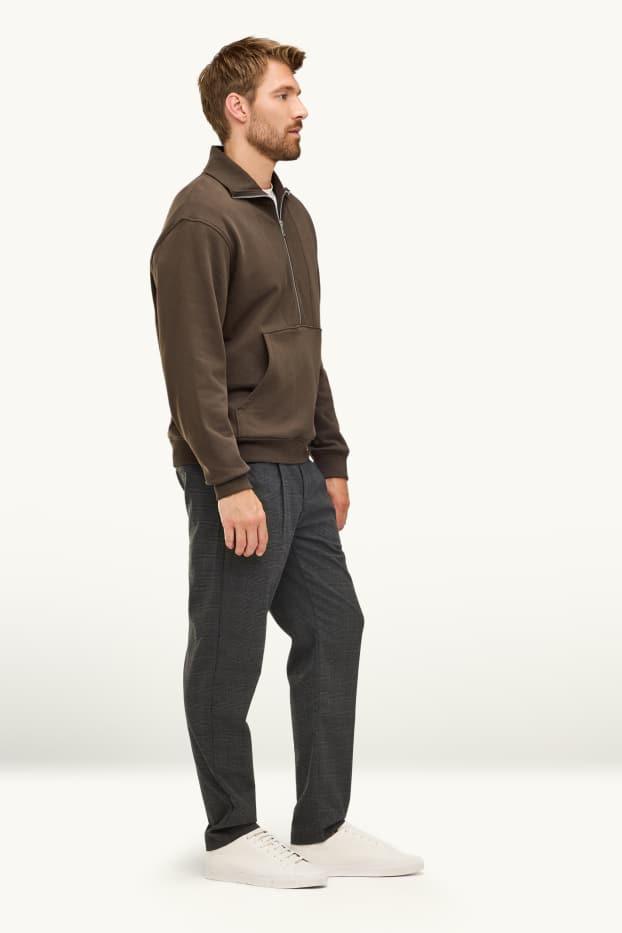Bărbați - Chino - tapered fit - în carouri - gri închis