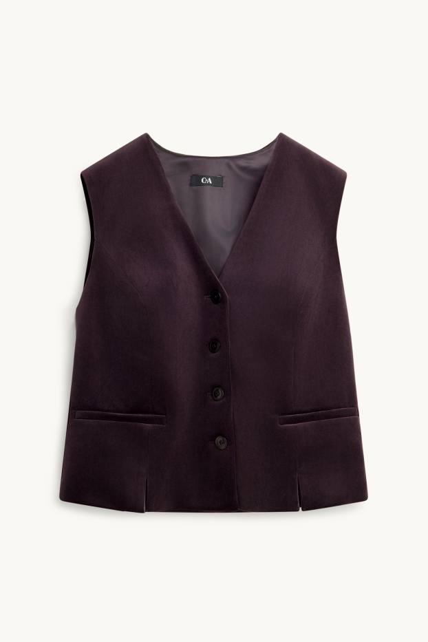 Damen - Samt-Business-Weste - tailliert - violett