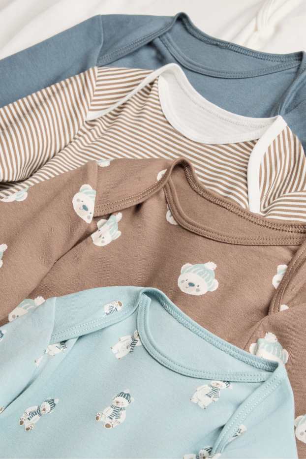 Unisex - Multipack of 5 - polar bear - baby bodysuit - brown / cremewhite