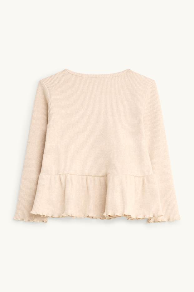 Enfants filles - T-shirt manches longues - beige clair
