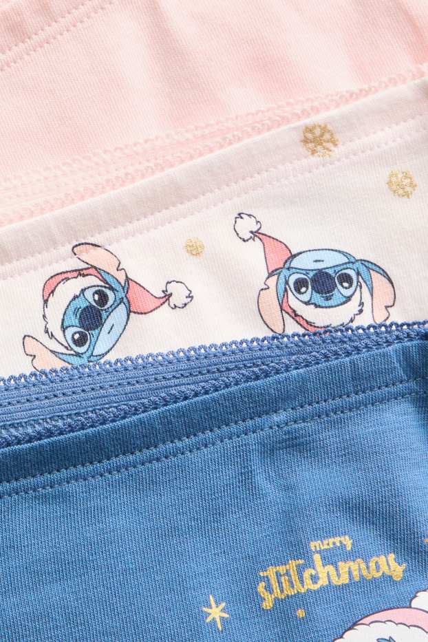 Enfants filles - Lot de 3 - Lilo et Stitch - caleçons de Noël - rose tendre