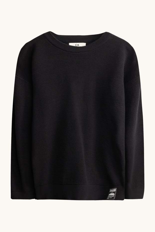 Kinder Jungen - Pullover - gerippt - schwarz