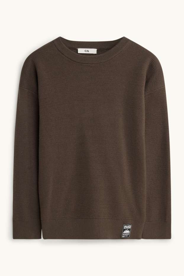 Kinder Jungen - Pullover - gerippt - braun