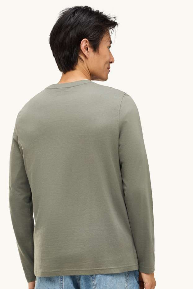 Heren - Longsleeve - regular fit - kaki