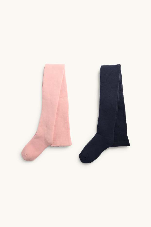 Enfants filles - Lot de 2 paires - collants - rose / bleu foncé
