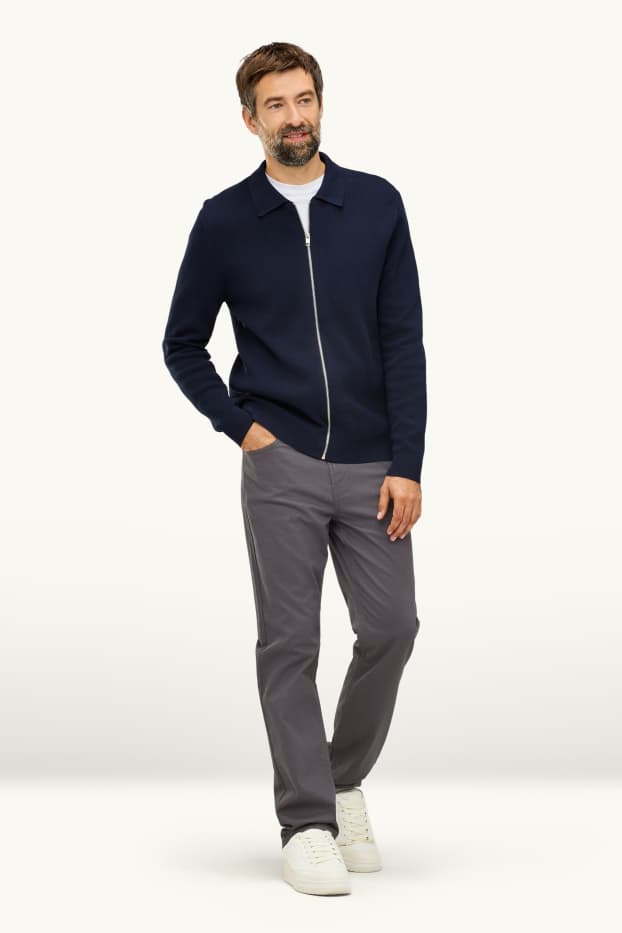 Hommes - Pantalon - straight fit - gris foncé
