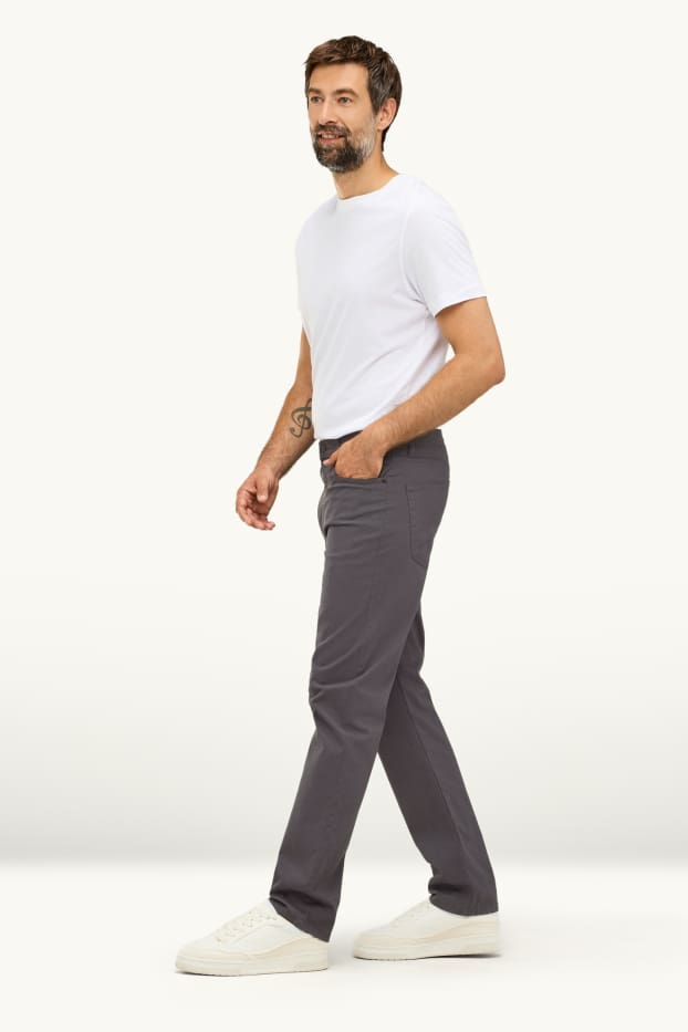 Hommes - Pantalon - straight fit - gris foncé