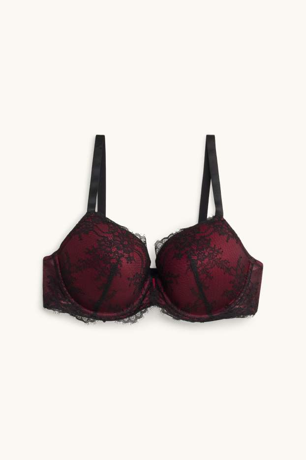 Women - Underwire bra - FULL COVERAGE - padded - bordeaux / black