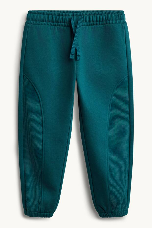 Bambini - Dinosauro - set - felpa con cappuccio e pantaloni sportivi - a coste - 2 pezzi - petrolio