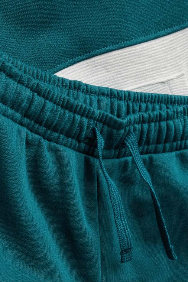 Bambini - Dinosauro - set - felpa con cappuccio e pantaloni sportivi - a coste - 2 pezzi - petrolio