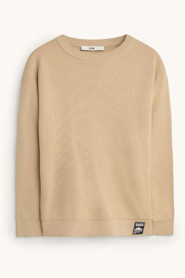 Enfants garçons - Pull - finition côtelée - beige