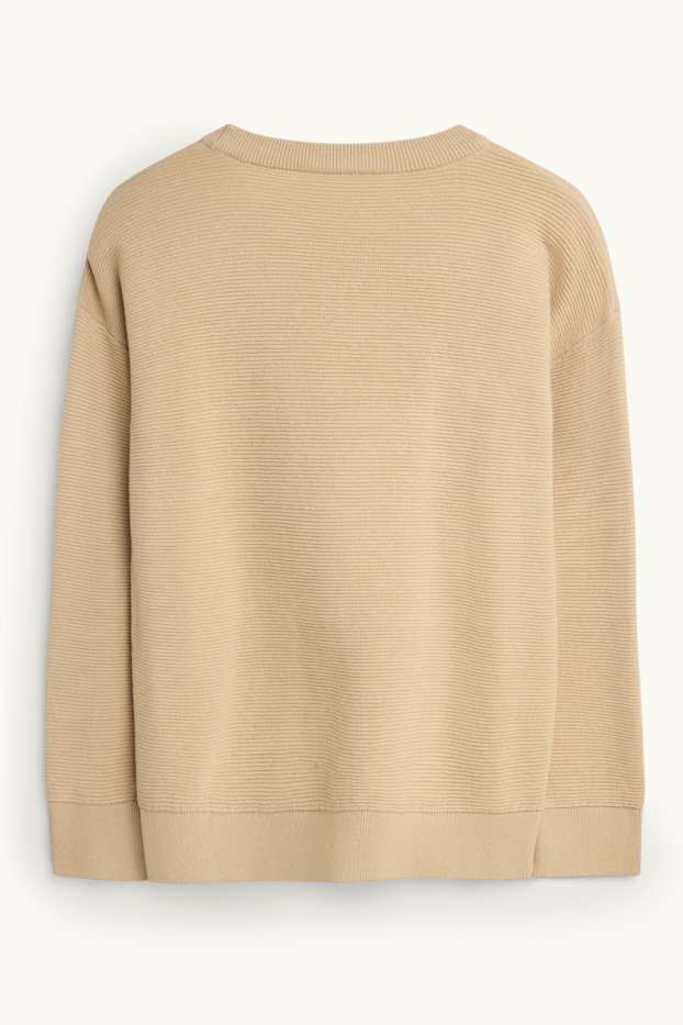 Enfants garçons - Pull - finition côtelée - beige