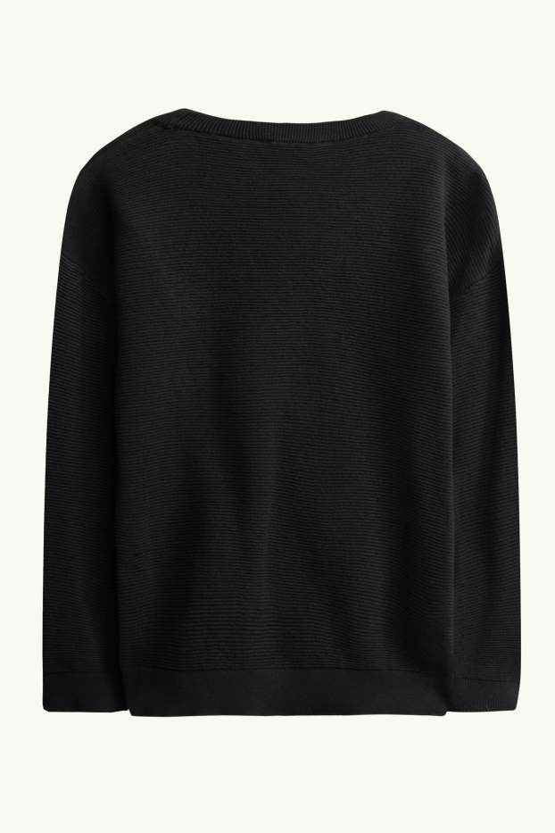 Kinder Jungen - Pullover - gerippt - schwarz