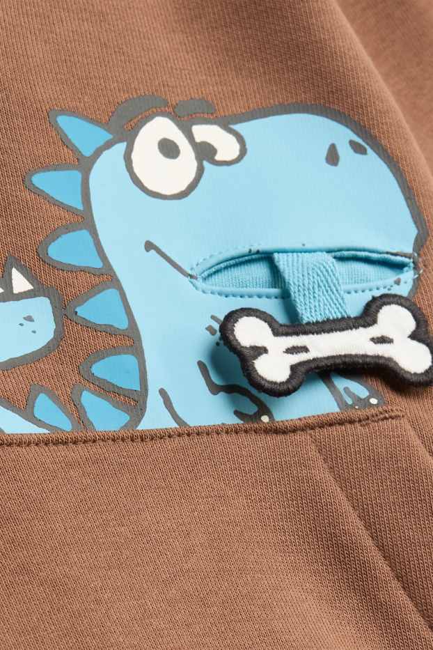 Children Boys - Dino and bone - hoodie - brown