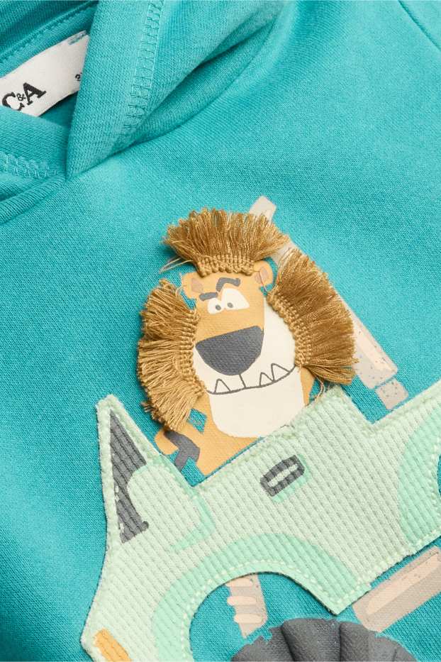 Kinder Jungen - Löwe und Monstertruck - Hoodie - türkis