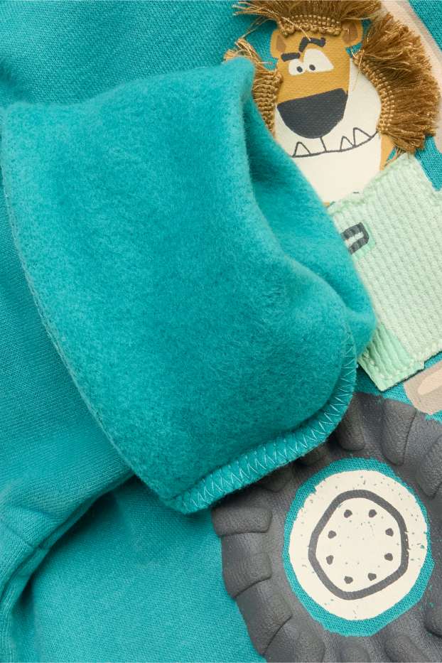 Kinder Jungen - Löwe und Monstertruck - Hoodie - türkis