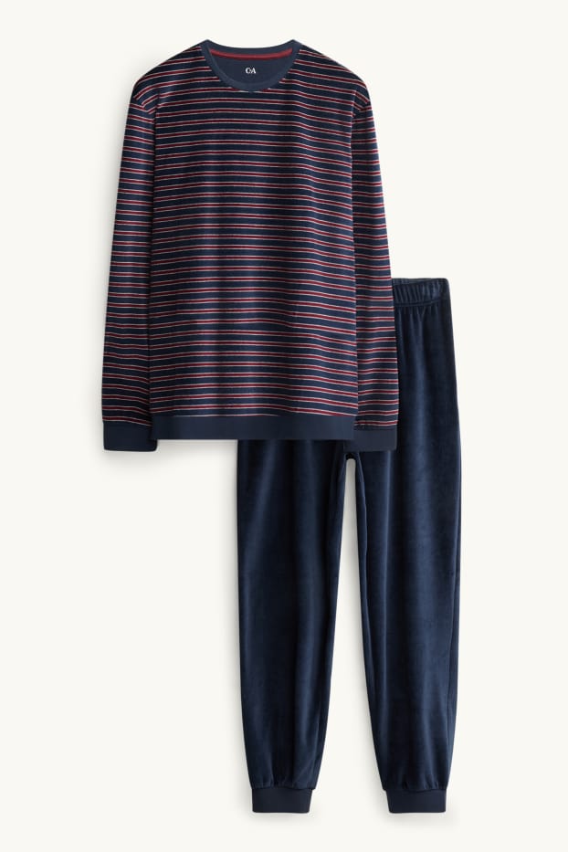 Men - Velvet pyjamas - red / dark blue