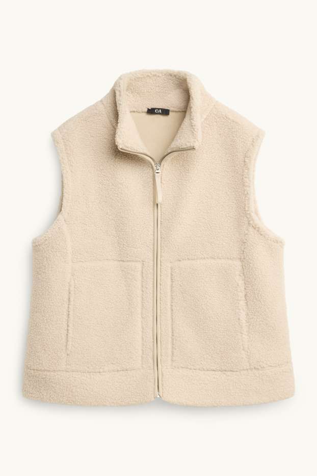 Dames - Gilet van teddybont - beige