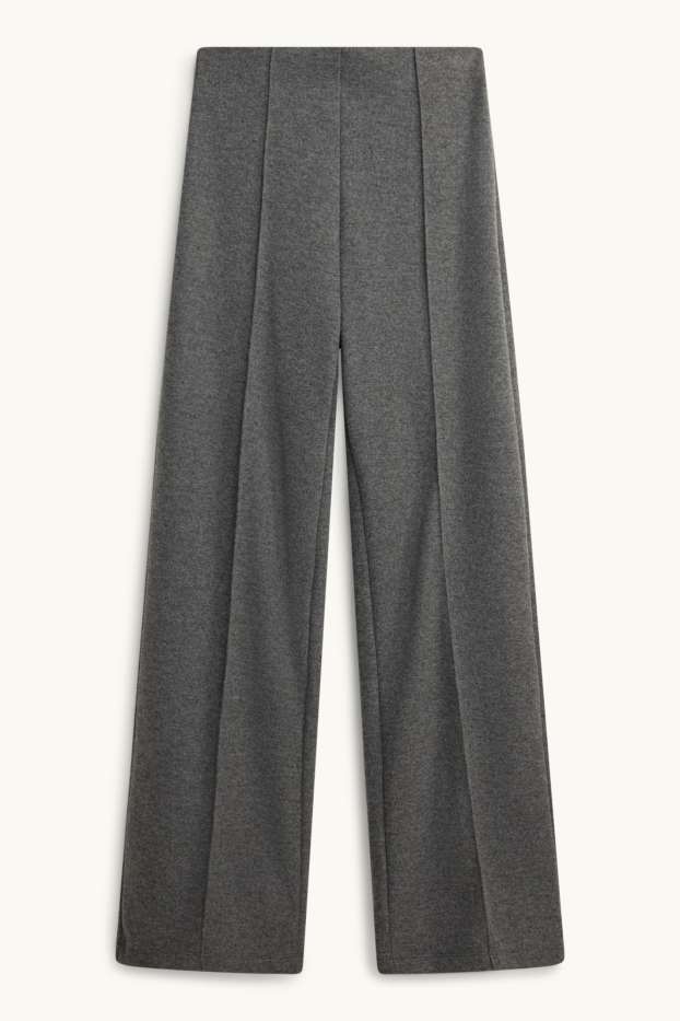 Dames - Gebreide joggingbroek - grijs-mix