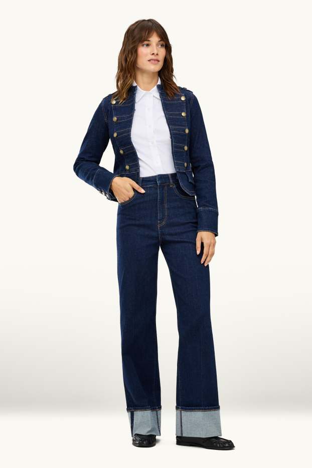 Damen - Wide Leg Jeans - High Waist - LYCRA ® - dunkeljeansblau